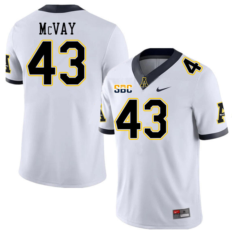 Men #43 Cash McVay Appalachian State Mountaineers College Football Jerseys Stitched-White